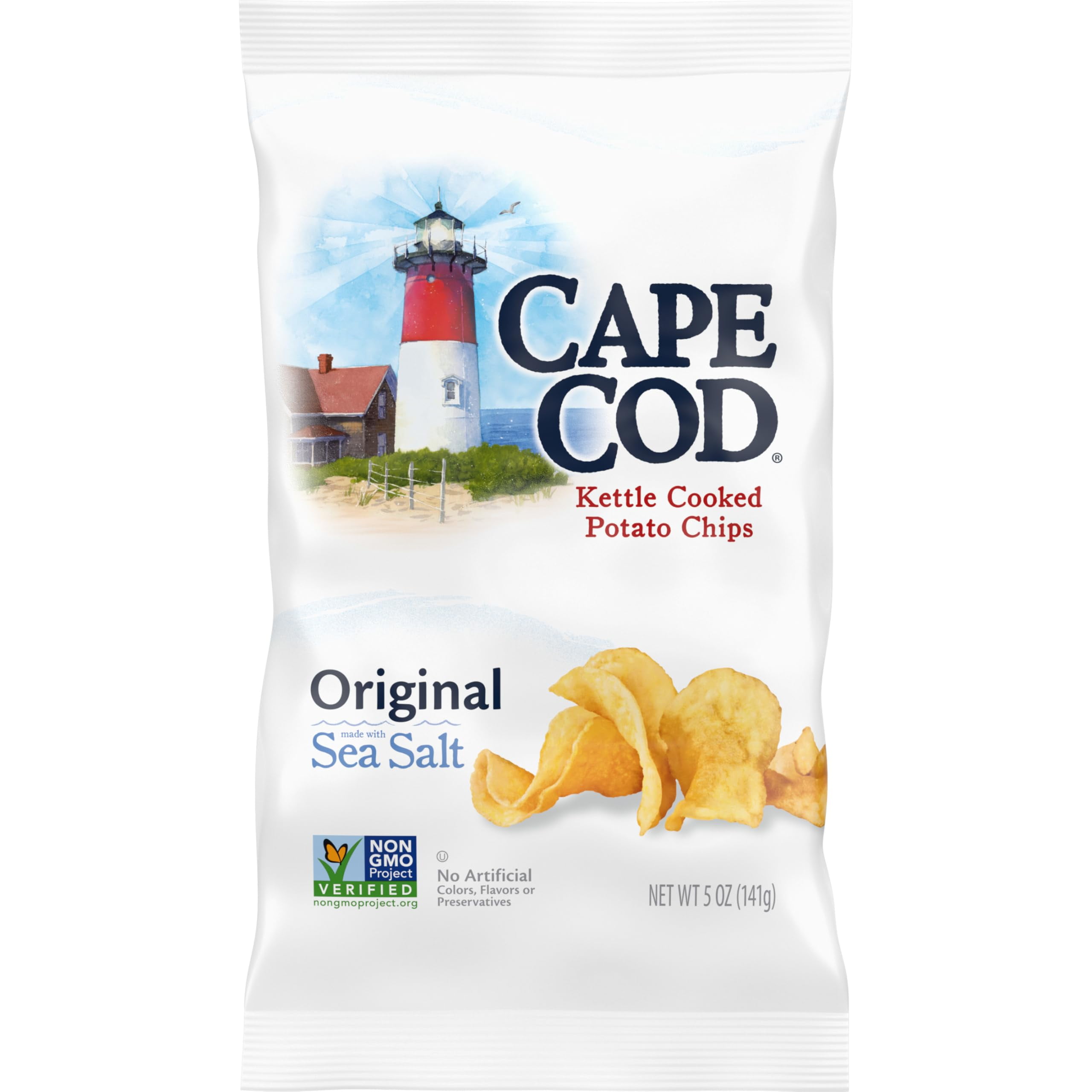 Cape Cod, Kettle Cooked DHF10 Potato Chips Original Sea Salt, 5 Ounce