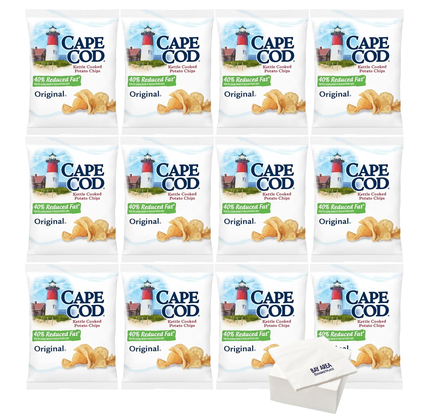 Cape Cod Kettle Cooked Potato Chips! (40 Reduced Fat Original 12ct