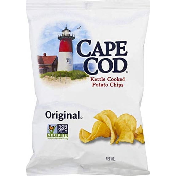 Cape Cod Kettle Cooked Potato Chips- Satisfying, All Natural and Kettle Cooked 8 oz. Bags (Original, 4 Bags)