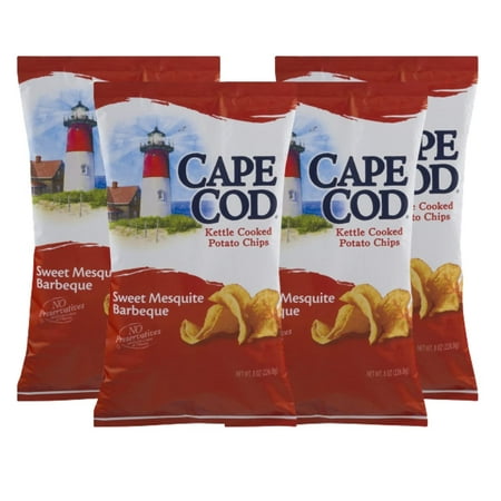 Cape Cod Kettle Cooked Potato Chips Sweet Mesquite Barbeque, 8.0 OZ Pack of 4