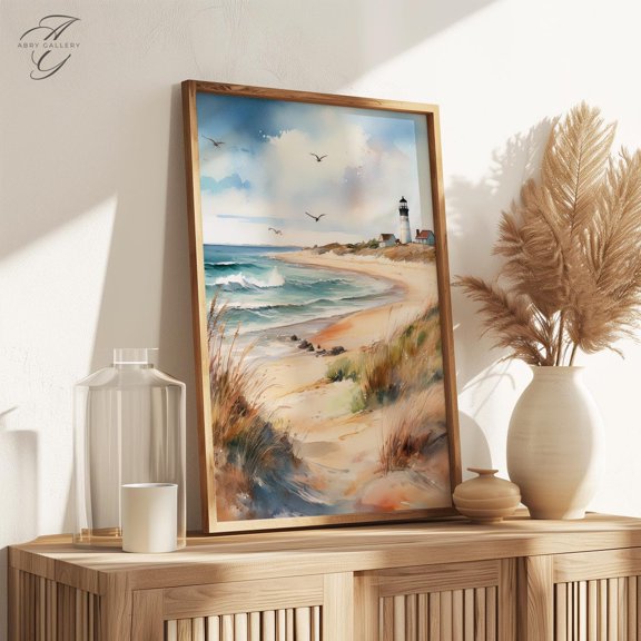 Cape Cod Lighthouse Art Poster Massachusetts Coastal Seaside Cit70, Unframed Poster Size 12x18 F03.1.21l689