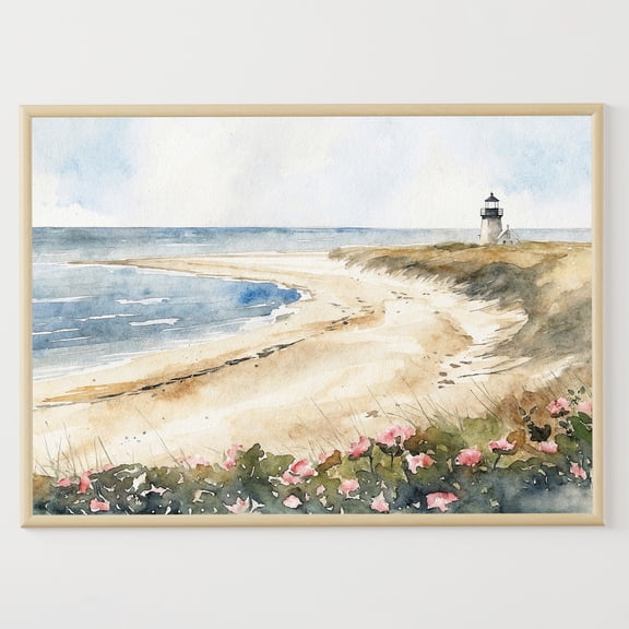 Cape Cod Lighthouse Coastal Beach House Poster, Coastal Living Room And Gallery Wall Decor