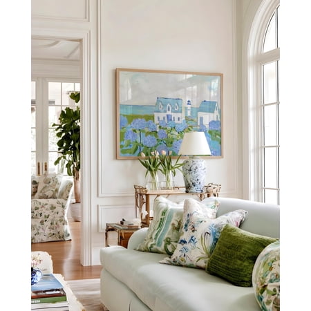 Cape Cod Lighthouse Nantucket Blue Hydrangea Coastal Vintage Chinoiserie Beach House Graphic Poster Unframed Paper Print price history and forecast - InsiteU