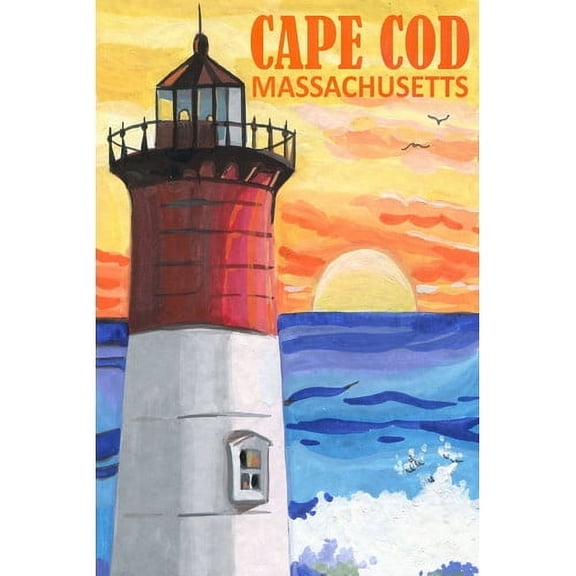 "Cape Cod Lighthouse" Painting Print on Wrapped Canvas