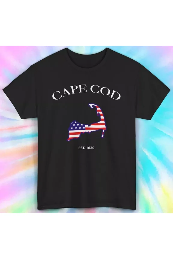 Cape Cod Map T-Shirt Est. 1620 American Flag Graphic Tee Cape Cod Gift For Men Women Unisex Tee, Unisex T-Shirt