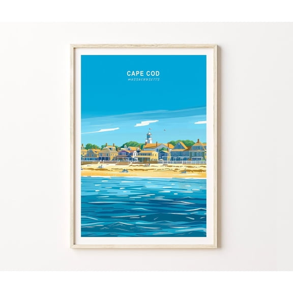 Cape Cod Massachusetts Coastal Beach House Nature Art Print, Unframed Canvas 8x10in