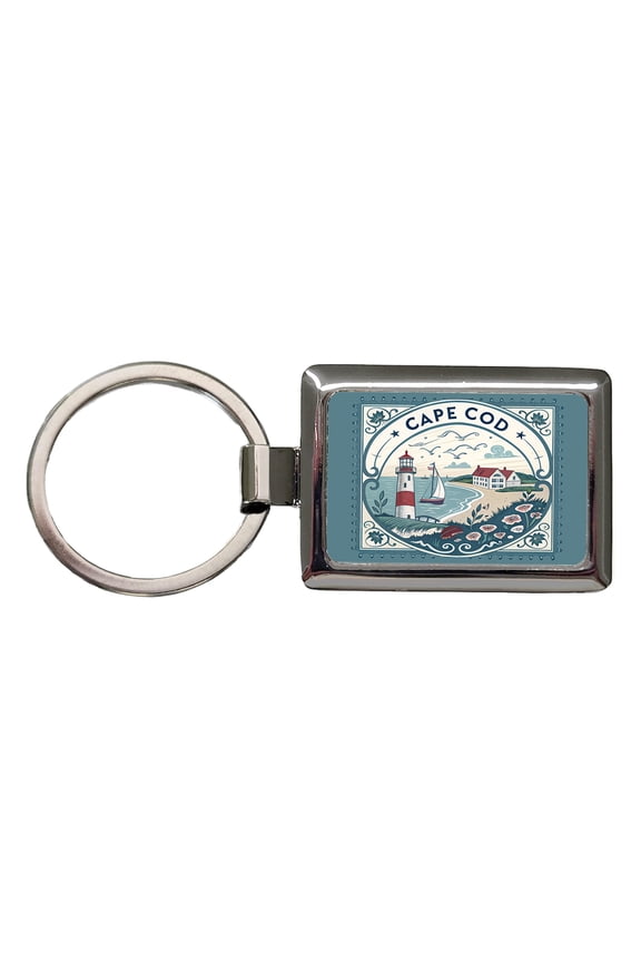 Cape Cod, Massachusetts MA Travel City State Stamp Metal Rectangle Keychain
