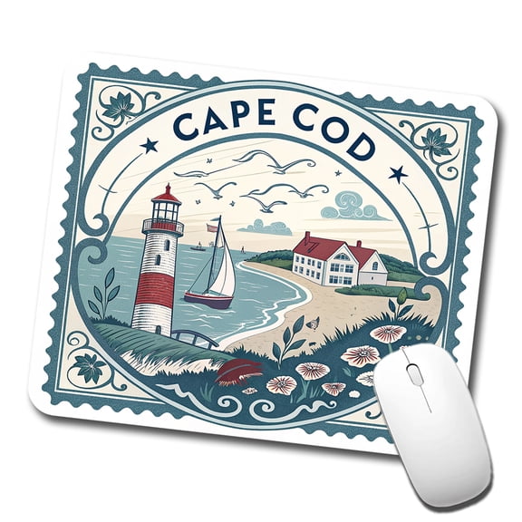 Cape Cod, Massachusetts MA Travel City State Stamp Mouse Pad Low Profile Gaming Mat