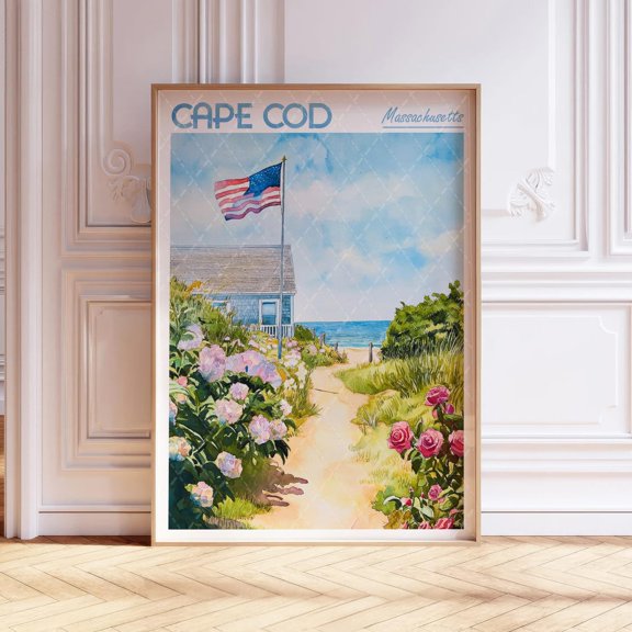 Cape Cod Massachusetts Usa Pastel Travel Poster, Unframed Size 24x36