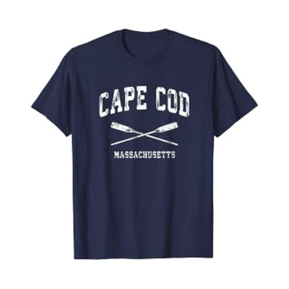 Cape Cod Massachusetts Vintage Nautical Crossed Oars T-Shirt