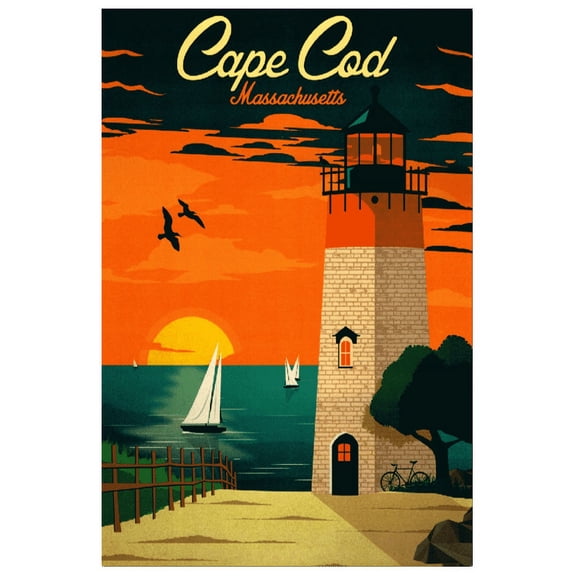 Cape Cod - Massachusetts - Vintage Travel Poster (11x17Inches)