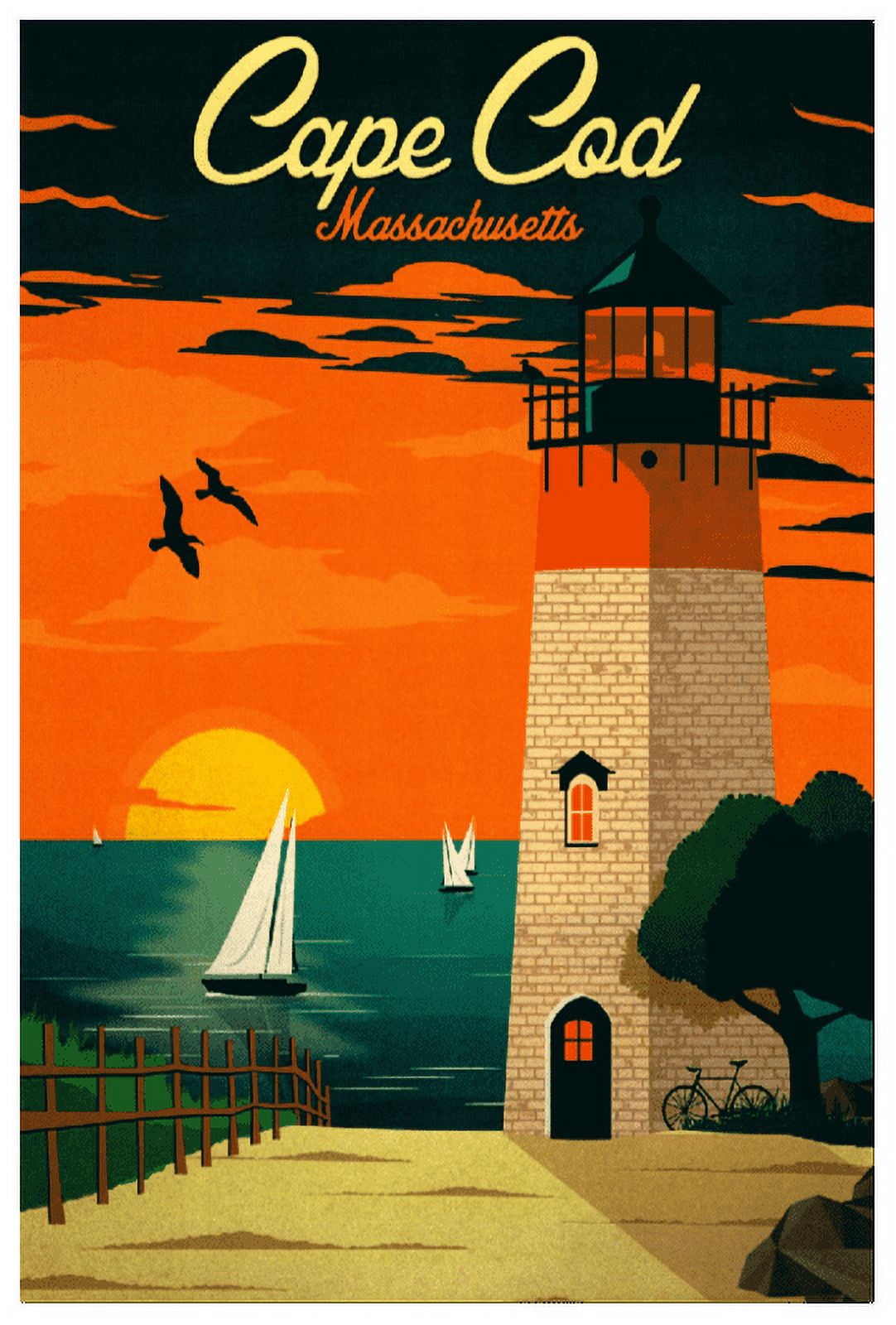 Cape Cod - Massachusetts - Vintage Travel Poster (24x36Inches ...