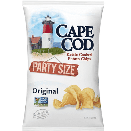 Cape Cod Non-GMO Kettle Cooked Potato Chips Party Size Original - 14 fl oz Pack of 4