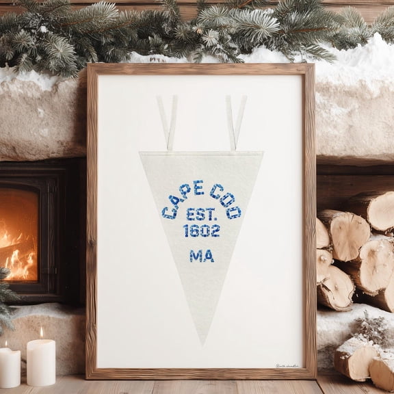 Cape Cod Pennant Flag Art Print: Coastal Cottage Decor Popular Trending Preppy UNFRAMED PAPER POSTER, Home Decor, Vintage Gift, Living Room Dercor