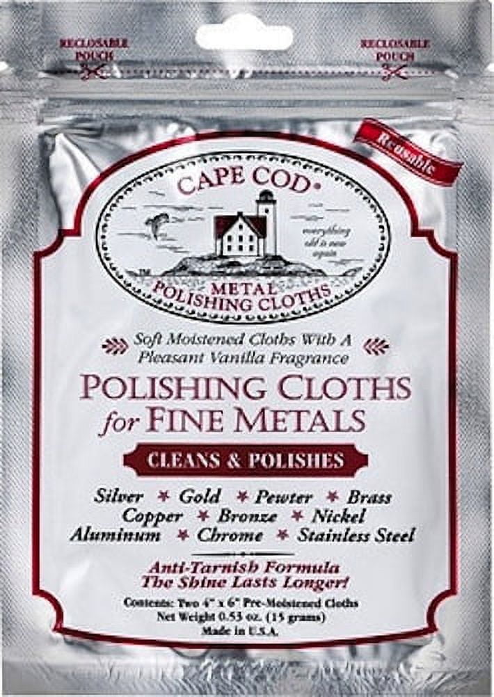 CAPE COD POLISH Co Metal Polishing Cloths Foil Pouch 0.53oz, Stainless Steel