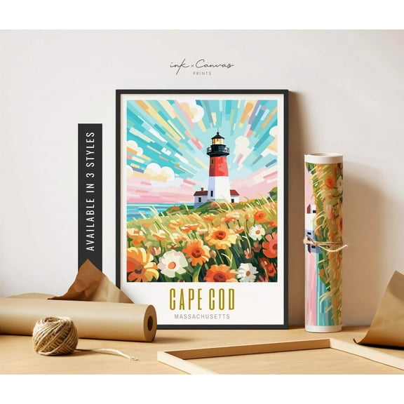 Cape Cod Poster Nauset Lighthouse Art Cape Cod Art Poster Massachusetts Poster Us Cities Poster Cape Cod Poster Travel Art Home Decor, 12x18 UNFRAMED