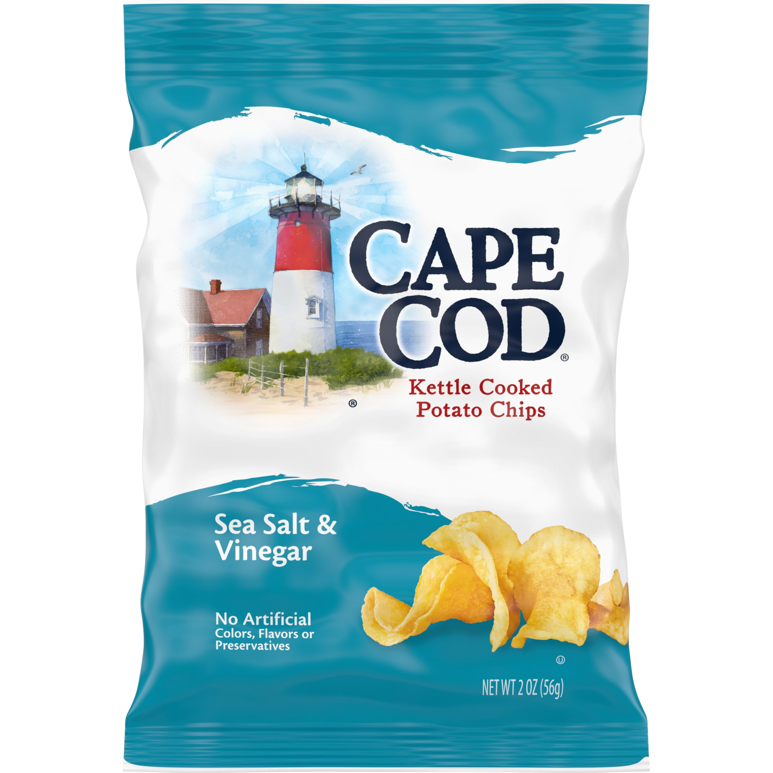 Cape Cod Potato Chips, AKF18 Sea Salt and Vinegar Kettle Chips, 2 Oz ...