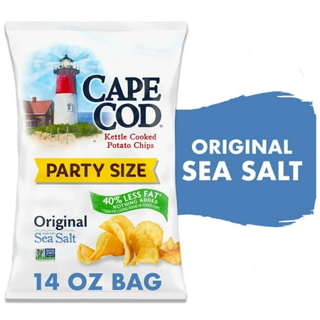 Cape Cod Potato Chips, Less Fat Original Kettle Chips, Party Size 14 oz Party Size (Pack of 4)