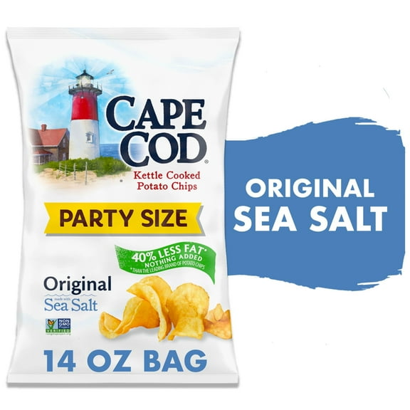 Cape Cod Potato Chips, Less Fat Original Kettle Chips, Party Size 14 oz Party Size (Pack of 6)