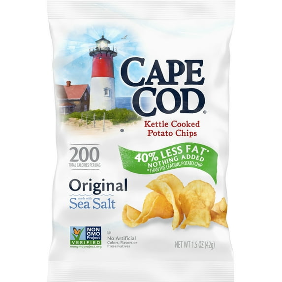 Cape Cod Potato Chips, Less Fat Original Kettle Chips, 1.5 oz