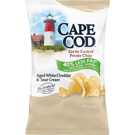 Cape Cod Potato Chips, Less Fat White Cheddar and Sour Cream Kettle Cooked Chips, 8 oz