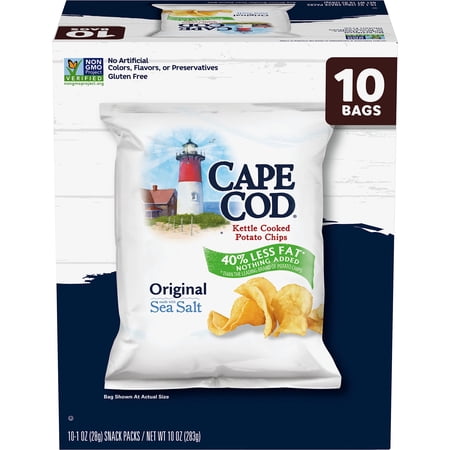 Cape Cod Potato Chips OIF8 Original Less Fat, 1 Oz, 10 Ct