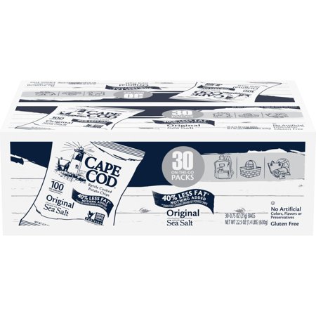 Cape Cod Potato Chips, Original Less Fat Kettle Cooked Chips, Snack Bags, Reduced Fat Original, 0.75 Oz (30 Count)