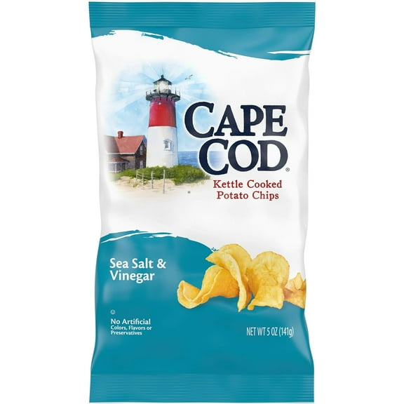 Cape Cod Potato Chips, Sea Salt & Vinegar Kettle Cooked Chips, 5 Ounce , 8 Count