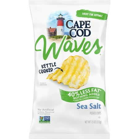 Cape Cod Less Fat Sea Salt Chips, 7.5 oz Bag
