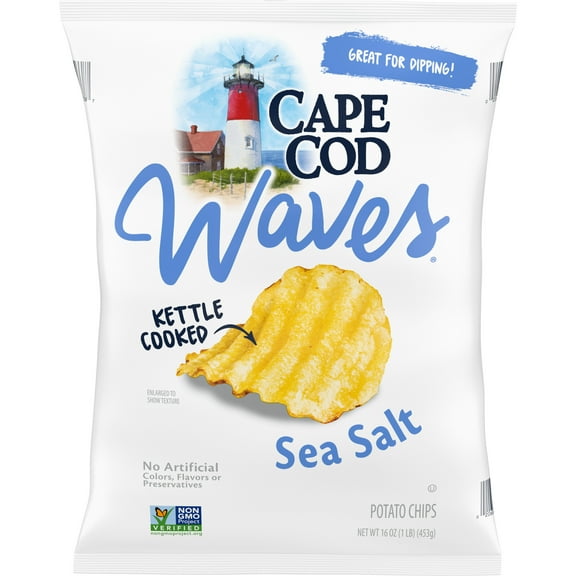 Cape Cod Potato Chips, Wavy Cut Sea Salt Kettle Chips, 16 oz