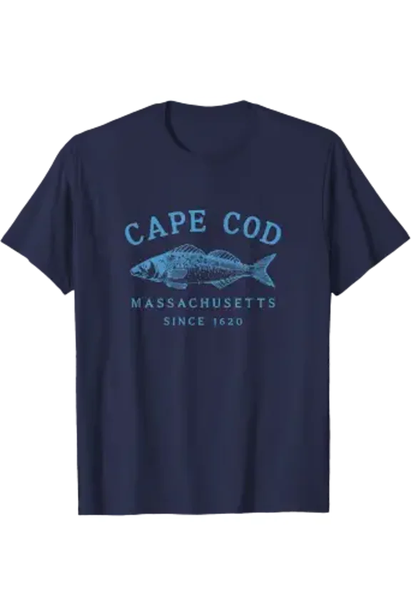 Cape Cod Retro Fishing Graphic T-Shirt