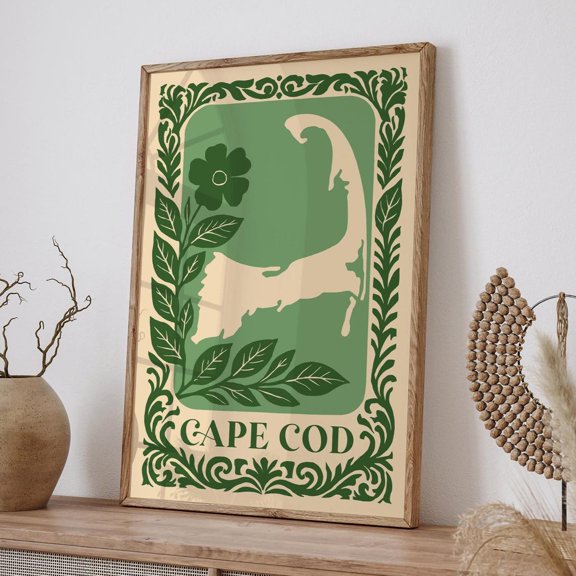 Cape Cod Retro Massachusetts Travel Decor Poster, Unframed Paper Poster 16x20in