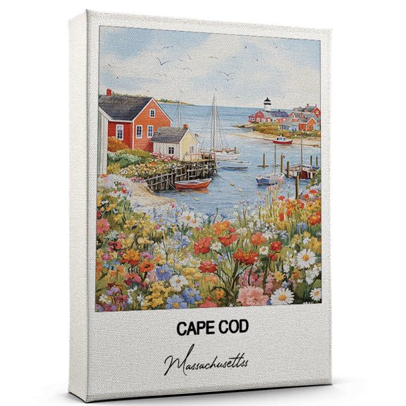 Cape Cod Travel Poster Canvas Massachusettss Canvas Unique Gift Idea for Home, Office, or Living Space