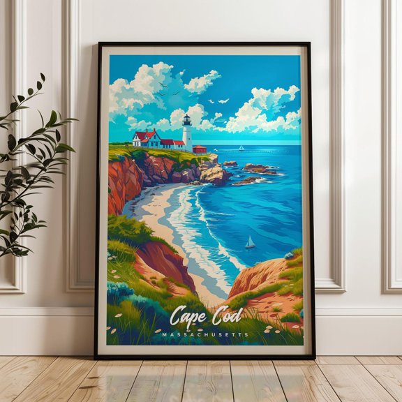 Cape Cod Travel Print, Massachusetts Coastal Art Print, Unframed Paper Poster 8x10in