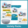thumbnail image 1 of Cape Cod Variety Pack Less Fat Original Kettle Chips Party Size 14 oz, Sea Salt & Vinegar Kettle Chips 2.5 oz & Original Kettle Chips 2.5 oz with Bowl by OMA, 1 of 7
