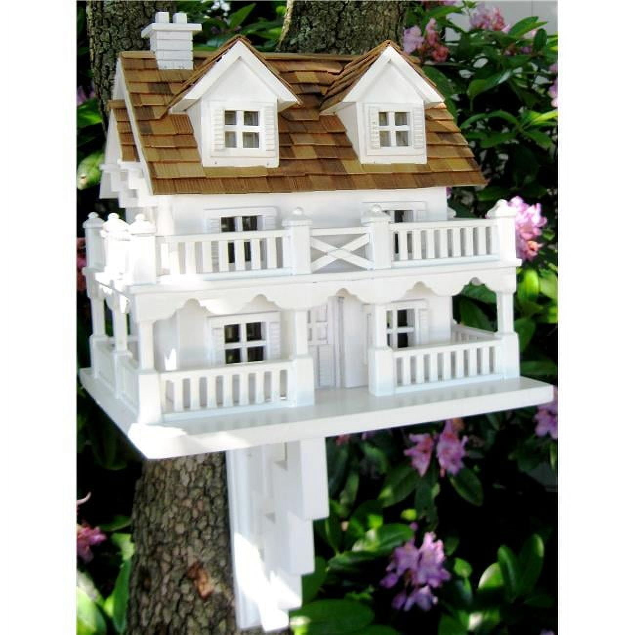 White Kiln-Dried Hardwood Cape Cod Birdhouse with Cedar Roof