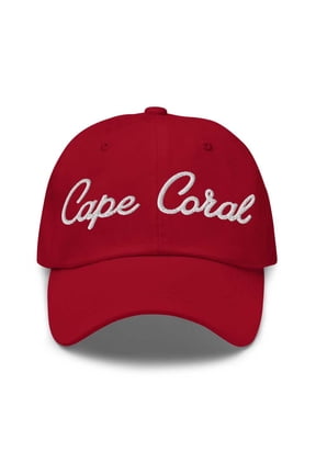 Cape Coral Baseball Cap Cape Coral Dad Hat Bold Script California CA Hat Embroidered Souvenir Gift Cranberry