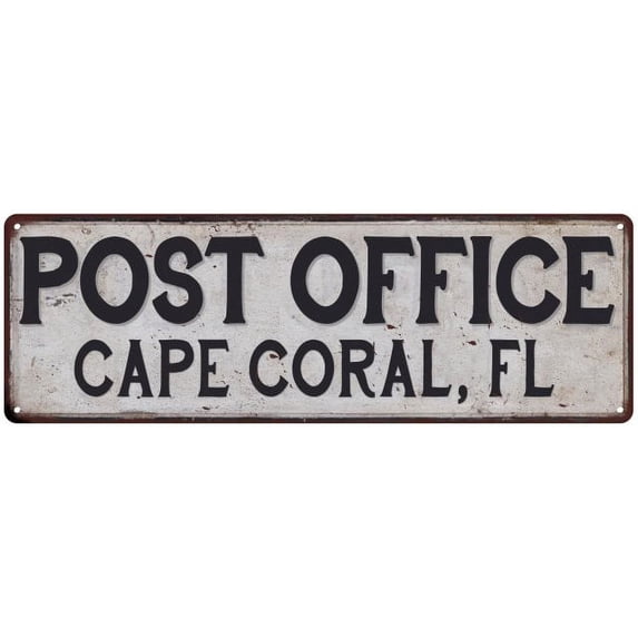 Cape Coral, Fl Post Office Metal Sign Vintage 8x24 108240011132