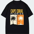 thumbnail image 1 of Cape Coral Florida T Shirt Black Palm Tree And Birds Graphic Design For Beach Vacation Travel Souvenirs, 1 of 3