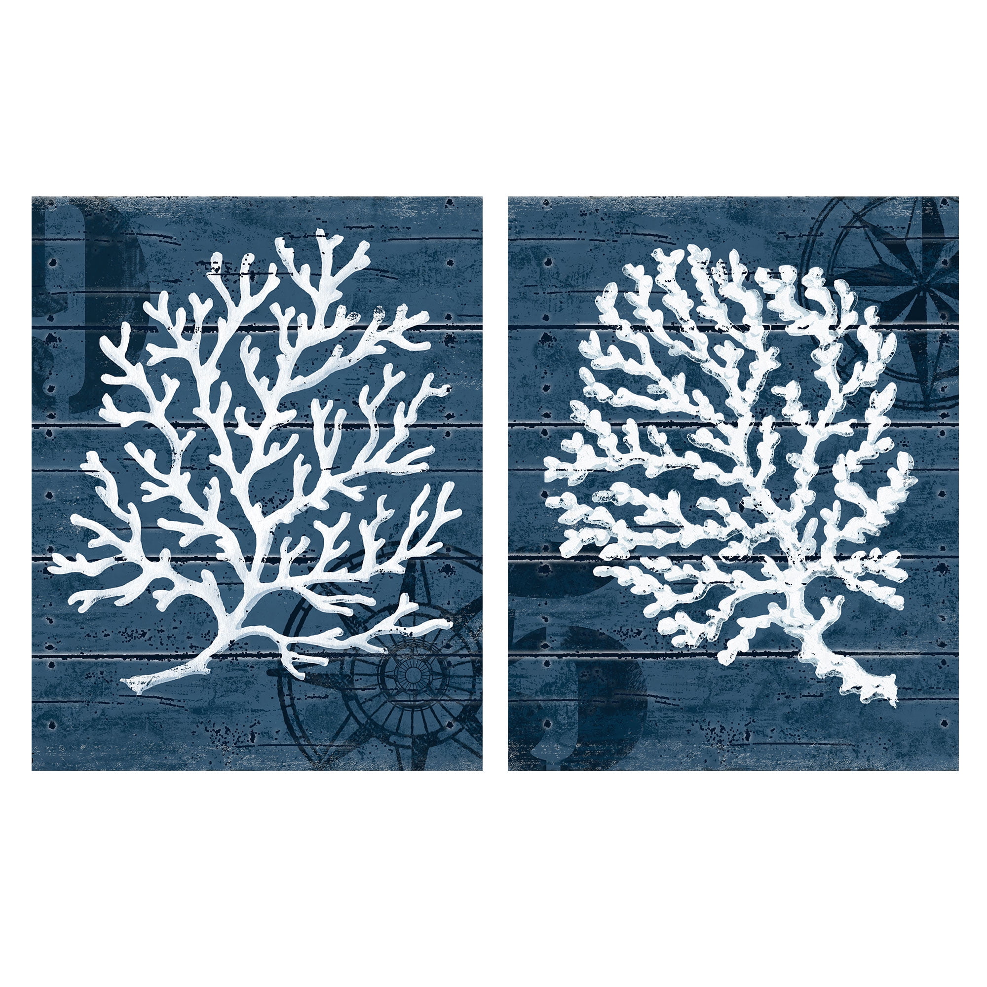 Cape Coral Blue and White Nautical Canvas Art Set