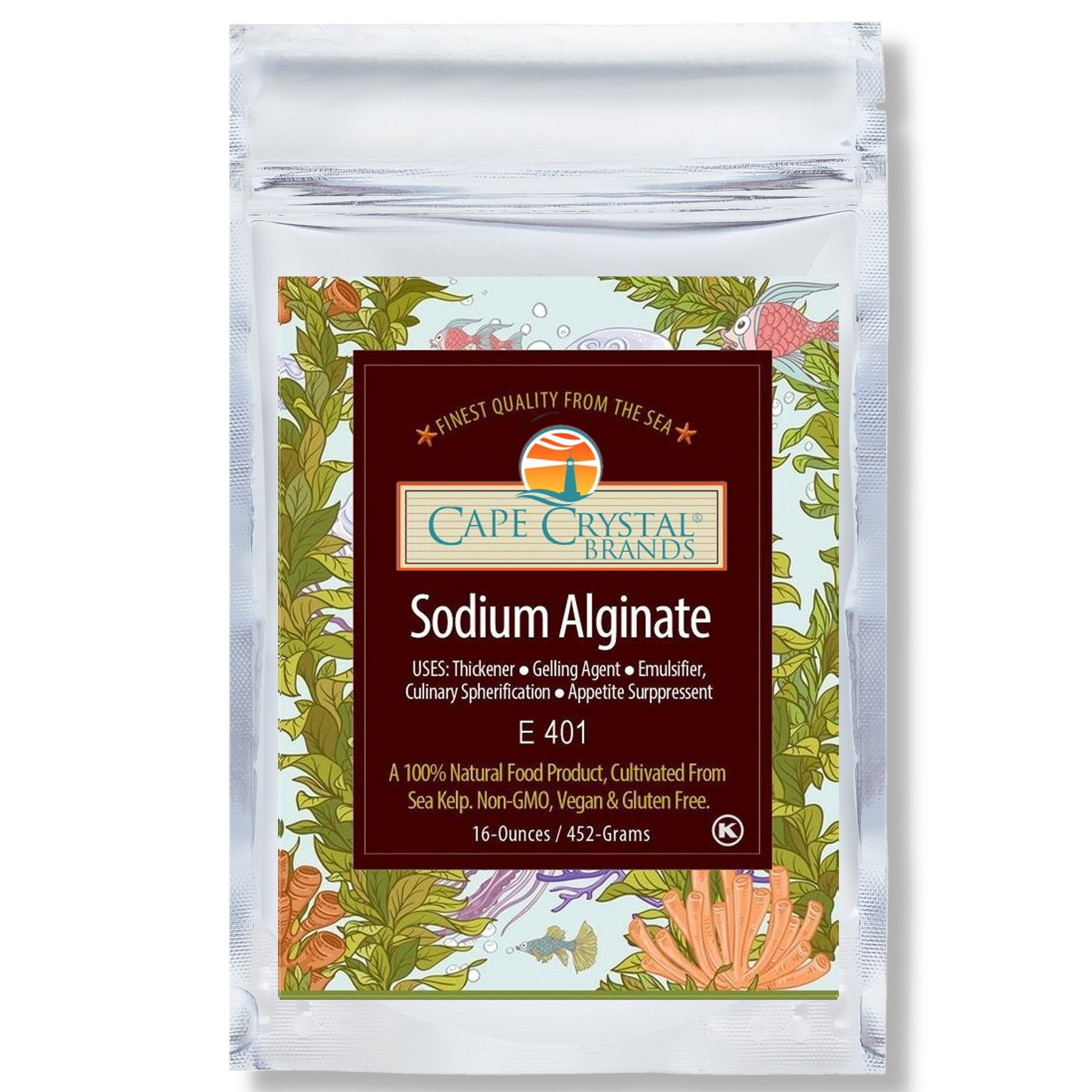 Cape Crystal Brands Sodium Alginate Powder for Chefs and Cooks, 16-oz