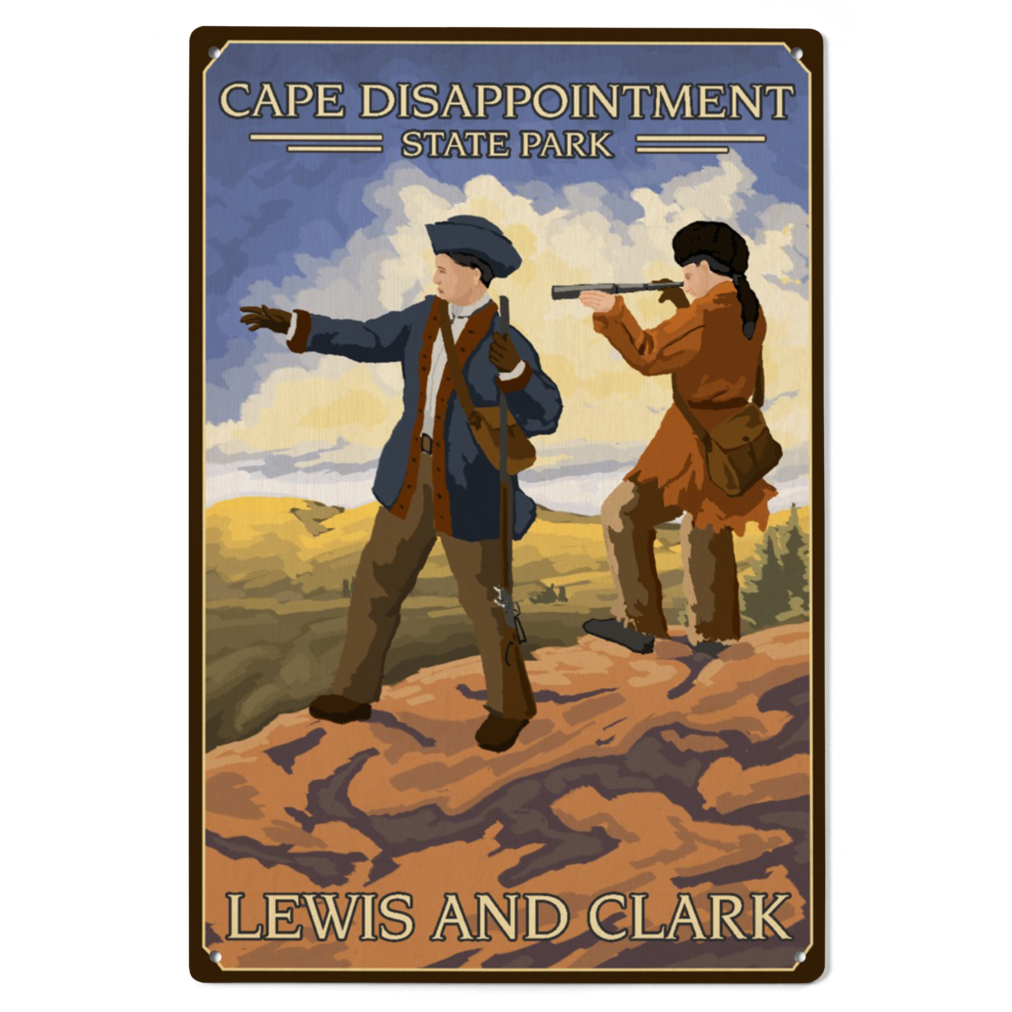 Cape Disappointment State Park, Lewis and Clark Birch Wood Wall Sign ...