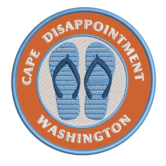 Cape Disappointment, Washington 3.5 Inch Iron Or Sew On Embroidered Fabric Badge Patch Ocean Beach, Salt Life Iconic Series