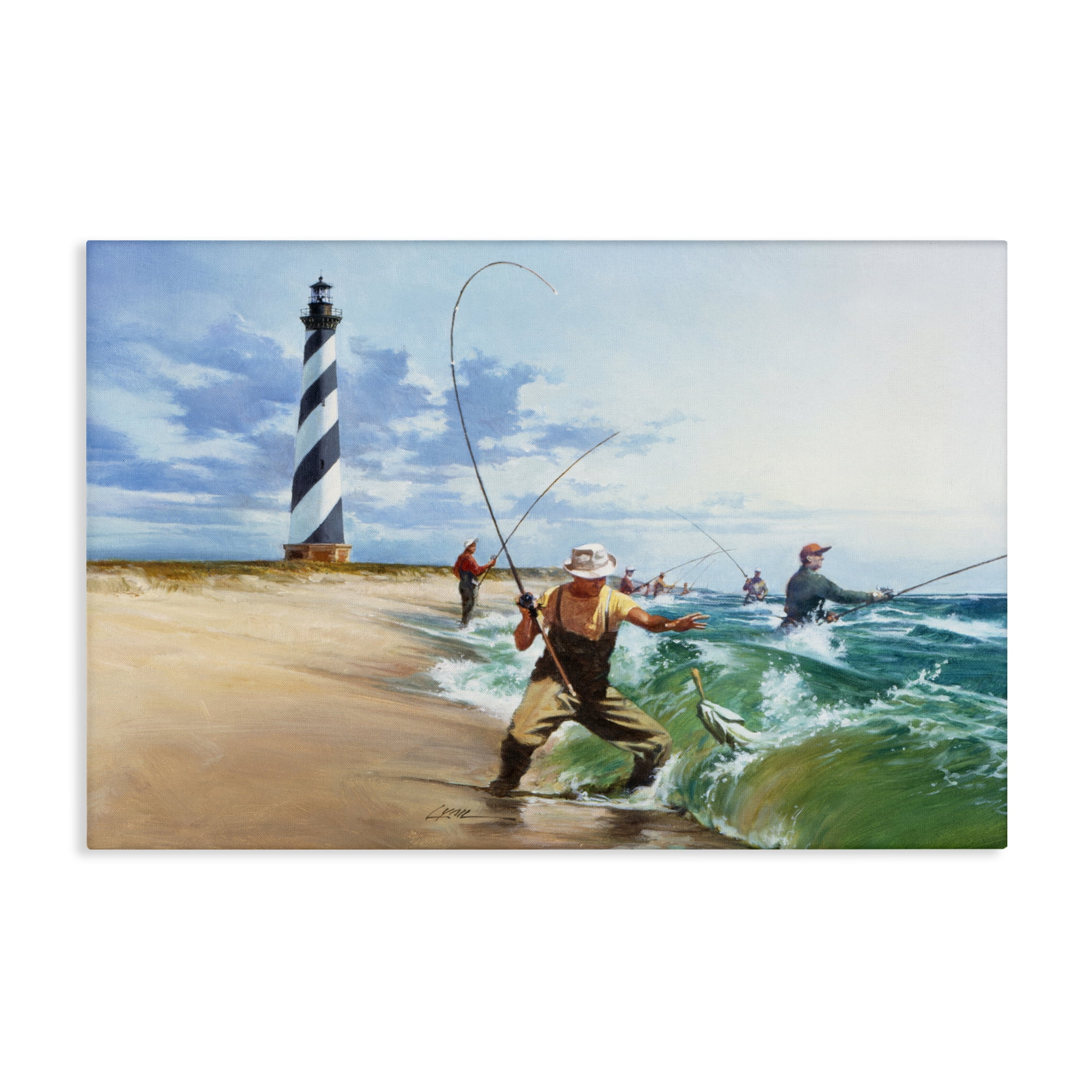Cape Hatteras Fishermen Canvas Wall Art, design by Wind River Studios