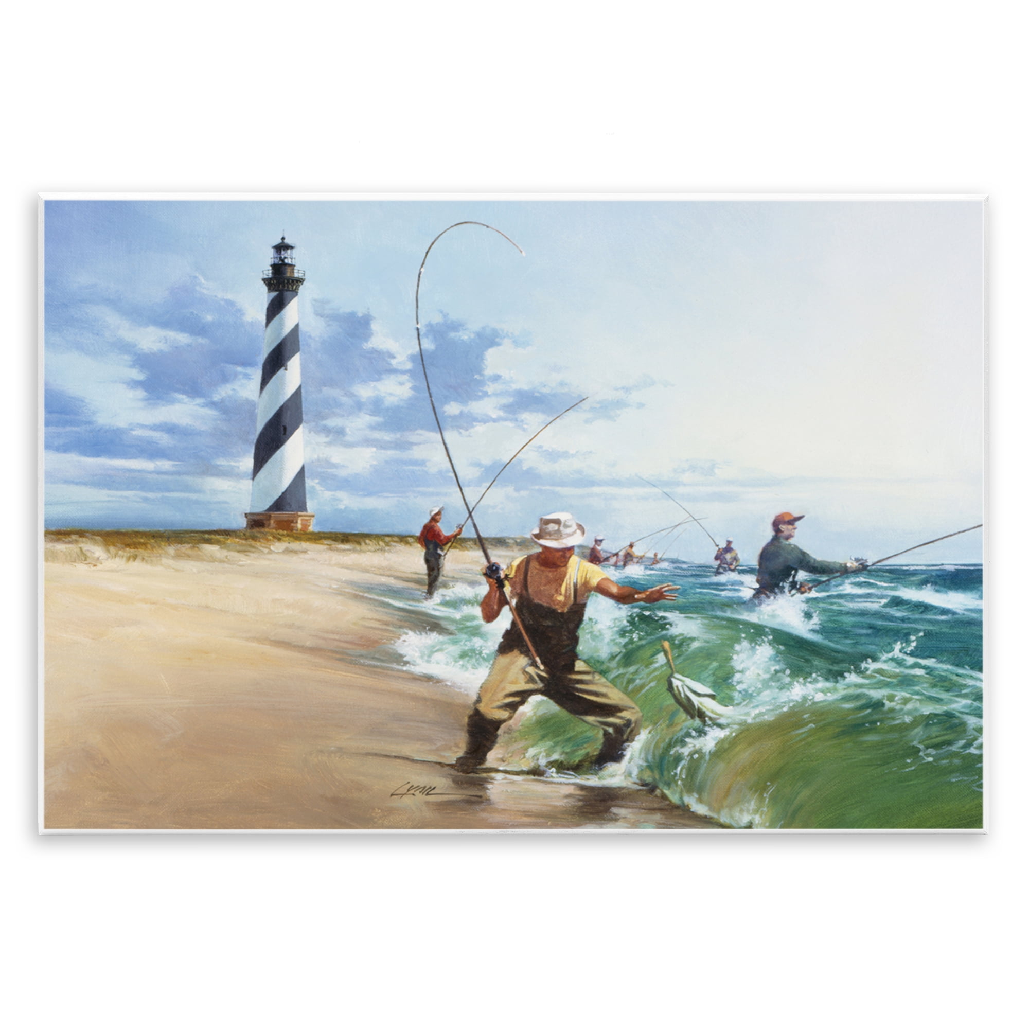 Cape Hatteras Fishermen Wall Plaque Art, design by Wind River Studios