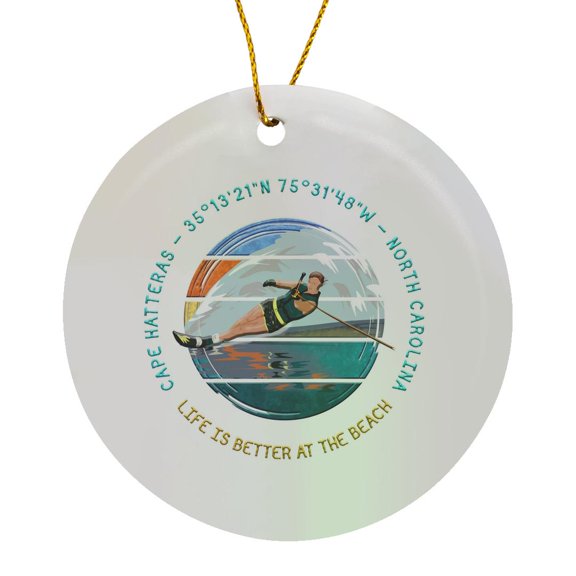 3drose, Cape Hatteras, Hatteras Island, Dare County, North Carolina Gift, Circle Porcelain Ornament