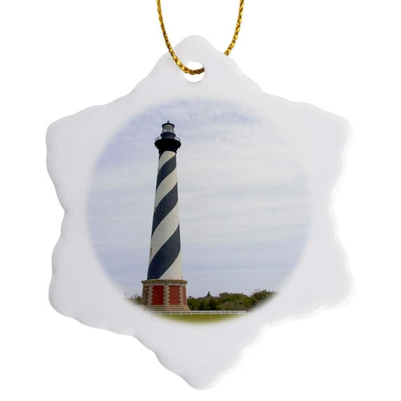 3drose, Cape Hatteras Lighthouse in North Carolina - Us34 Dfr0031 - David R. Frazier, 3 inch Snowflake Porcelain Ornament