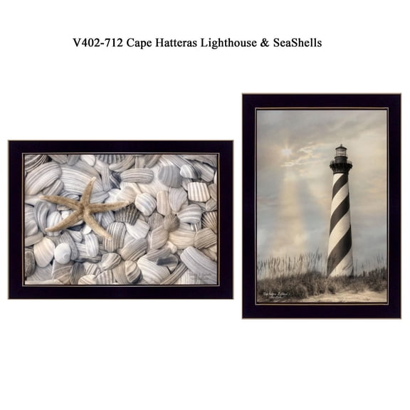 TrendyDecor4U Cape Hatteras Lighthouse And Sea Shells Printed Wall Art V402-712