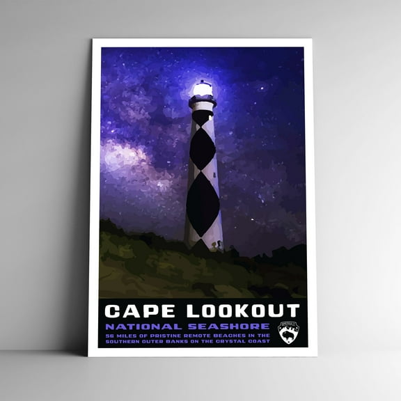 Cape Lookout National Seashore Vintage Travel Poster / Postcard WPA Style Retro