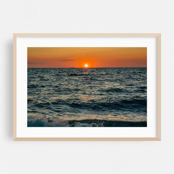 Cape May Atlantic - Cape May New Jersey Photography Sunset Ocean Waves Beach Coastal Nature Landscape Oak Framed Wall Art Print 5 x 7 inches